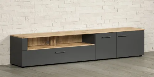 TV-Board Lowboard Esteban | Anthrazit / Coast Evoke Oak