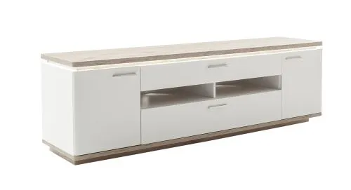 TV-Board Palermo | Soft white / Viking Oak | inkl. Beleuchtung