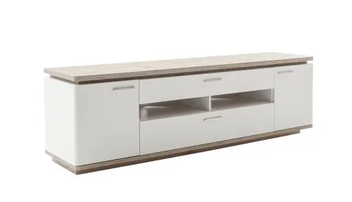 TV-Board Palermo | Soft white / Viking Oak | inkl. Beleuchtung