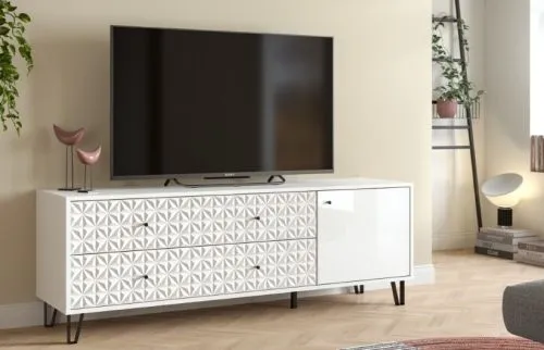 TV-Board Prisma 3 | mit 2 Schubkästen | weiß