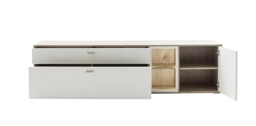 TV-Board Santerno | Soft white / Viking Oak | LED Beleuchtung