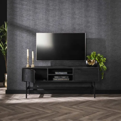 TV-Lowboard Genka | Mangoholz massiv | schwarz