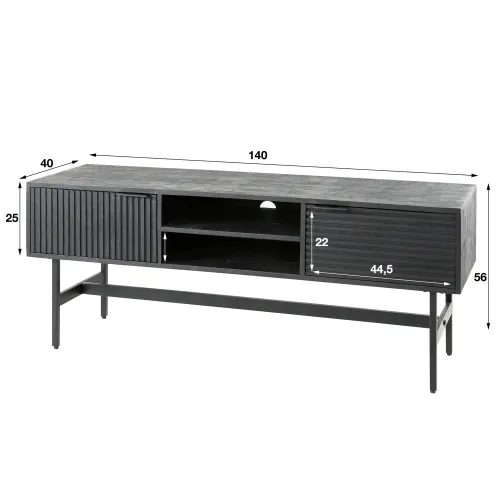 TV-Lowboard Genka | Mangoholz massiv | schwarz