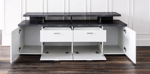 TV Lowboard Mood | weiß / Stone dunkel ohne Beleuchtung