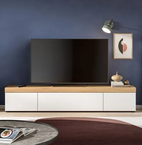 TV-Lowboard Ruda | weiß / Artisan Eiche