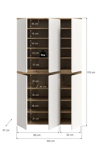 Universalschrank Scarpa | 105 x 175cm | weiß / Evoke Eiche
