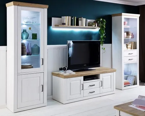 Vitrine Brixen | Landhaus modern | Pinie Aurelio / Grandson Oak ohne Beleuchtung