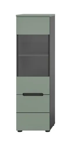 Vitrine Canu | Smoke Green / Basalt Grau ohne Beleuchtung