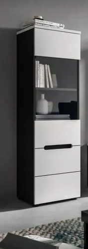 Vitrine Canu | weiß / Basalt Grau