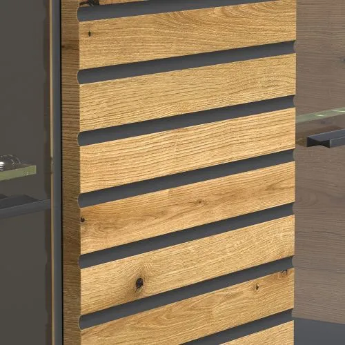 Vitrine Hochschrank Norris | grau / Coast Evoke Oak | 80 cm x 205 cm x 37 cm Komplettset