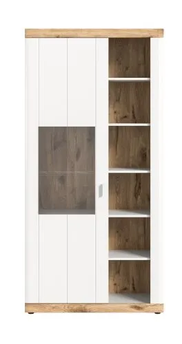 Vitrine Laredo | weiß / Nox Oak | LED Beleuchtung ohne Beleuchtung