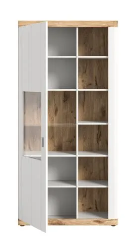 Vitrine Laredo | weiß / Nox Oak | LED Beleuchtung ohne Beleuchtung