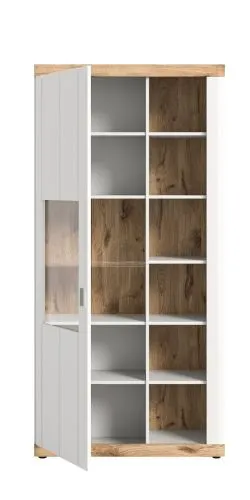 Vitrine Laredo | weiß / Nox Oak | LED Beleuchtung ohne Beleuchtung