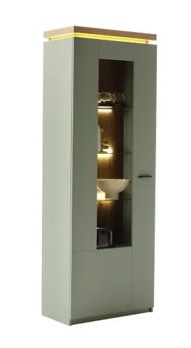 Vitrine Moniz | Salbei grün / Eiche Evoke | LED Beleuchtung