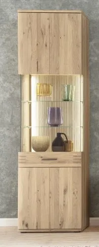 Vitrine Salvador | Balkeneiche Bianco | LED Beleuchtung