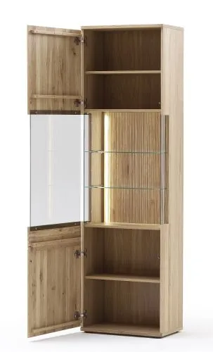 Vitrine Salvador | Balkeneiche Bianco | LED Beleuchtung