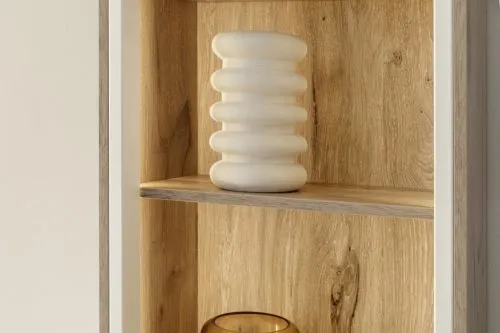 Vitrine Santerno | Soft white / Viking Oak | ohne Beleuchtung