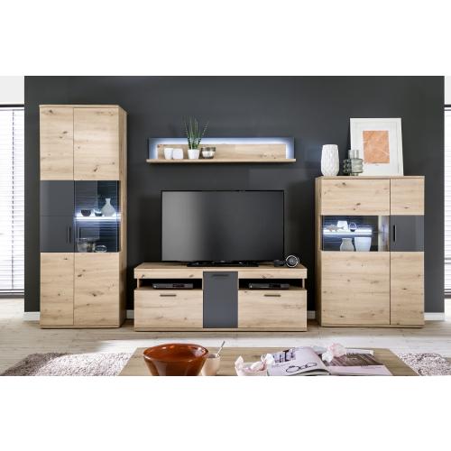 Wandboard Cordona | Balkeneiche / anthrazit | LED Beleuchtung