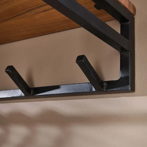 Wandgarderobe Garderobenpaneel Keno 6 Haken | Akazie massiv | natur