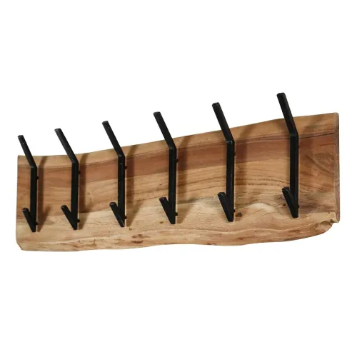 Wandgarderobe Garderobenpaneel Kes 2x6 Haken | Akazie massiv | natur