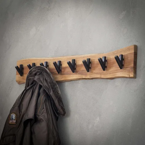 Wandgarderobe Garderobenpaneel Kes 8 Haken | Akazie massiv | natur