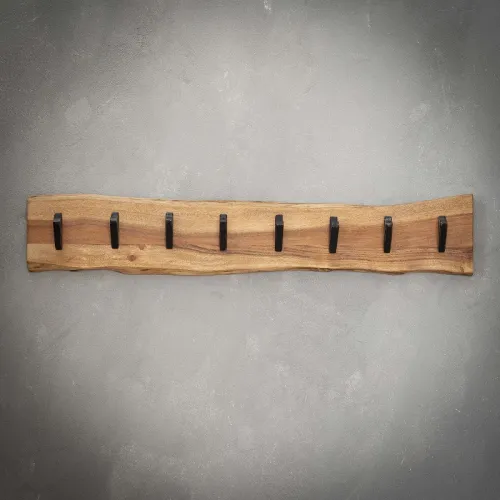 Wandgarderobe Garderobenpaneel Kes 8 Haken | Akazie massiv | natur