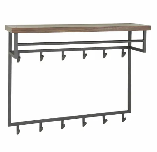 Wandgarderobe Garderobenpaneel Tian mit Hutablage & 12 Haken | Nussbaum massiv
