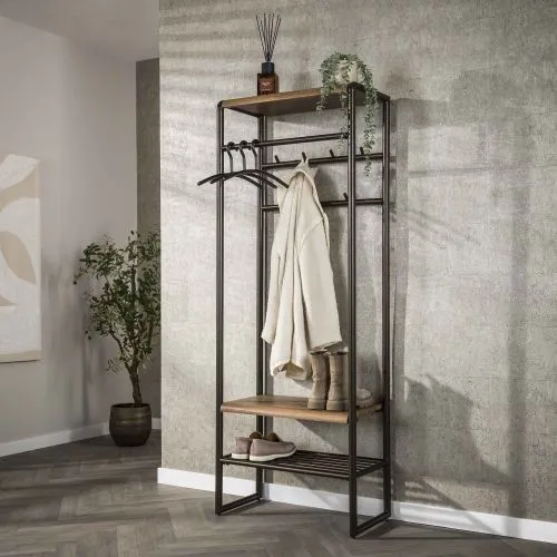 Wandgarderobe Shio | 7 Haken | Eiche | Drift brown