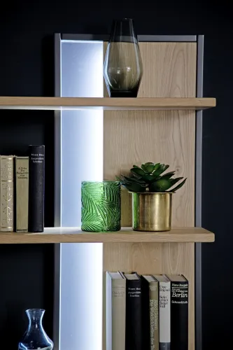 Wandregal Portland | Asteiche Bianco massiv mit LED Band 90 cm