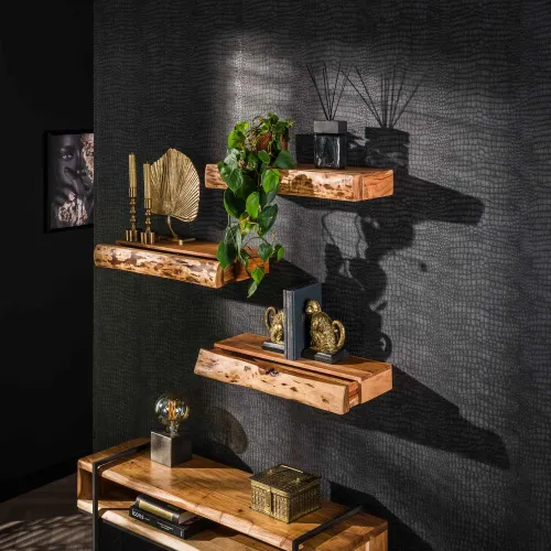 Wandregal Set Sole 3-teilig | Akazie massiv | natur