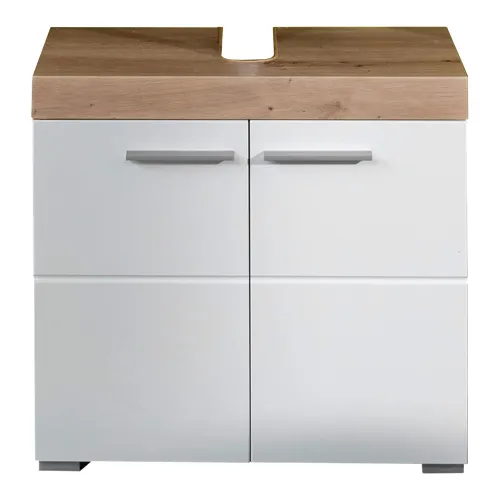 Waschbeckenunterschrank Amanda | weiß Hochglanz / Eiche Asteiche | Waschtisch