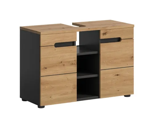 Waschbeckenunterschrank breit Canu | Artisan Eiche / Basalt grau
