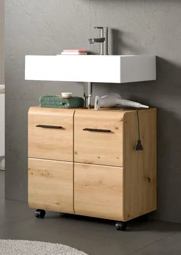 Waschbeckenunterschrank Ice | auf Rollen | Artisan Oak