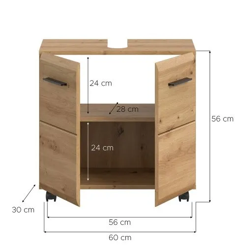Waschbeckenunterschrank Ice | auf Rollen | Artisan Oak