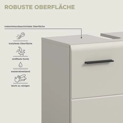 Waschbeckenunterschrank Ice | auf Rollen | Kaschmir
