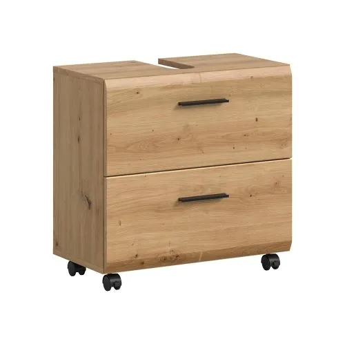 Waschbeckenunterschrank Ice | mit Schubkästen auf Rollen | Artisan Oak