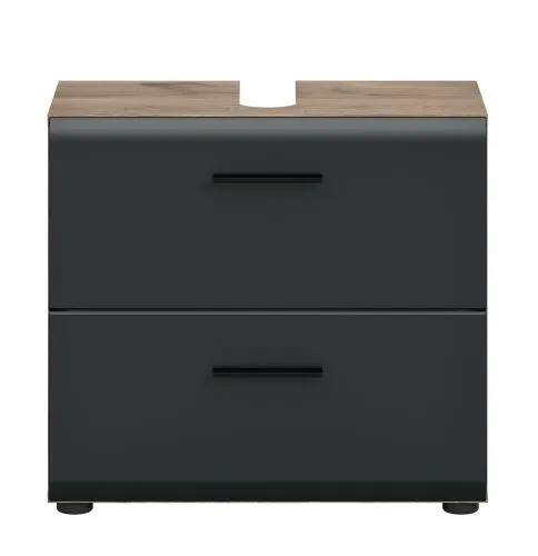 Waschbeckenunterschrank Ice | Nox Oak / schwarz matt