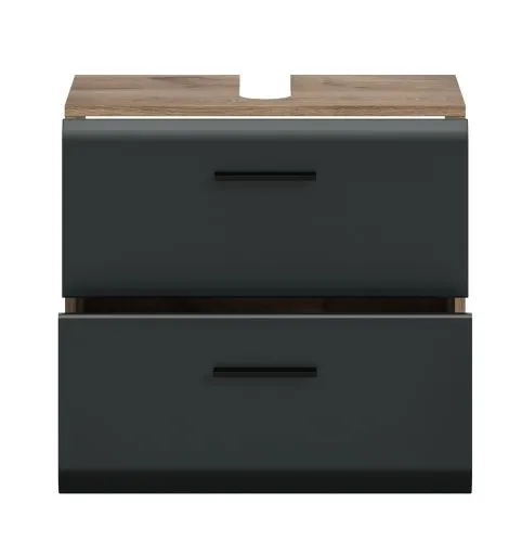 Waschbeckenunterschrank Ice | Nox Oak / schwarz matt