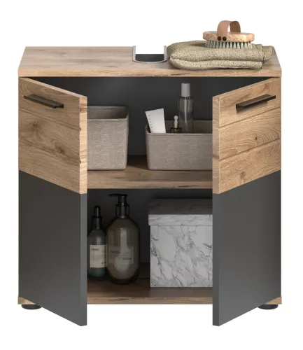 Waschbeckenunterschrank Mason | Nox Oak / Basalt grau