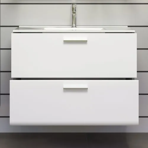 Waschbeckenunterschrank Riva 1 | inkl.Waschbecken | weiß / rauchsilber