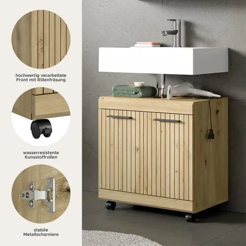 Waschbeckenunterschrank Scout auf Rollen | Artisan Eiche