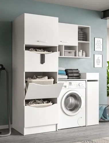 Waschmaschinenschrank Set Free | weiß | 4-teilig
