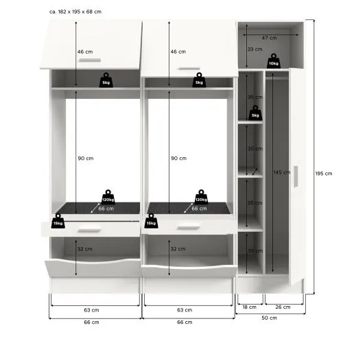Waschmaschinenschrank Set Free 3 | weiß | 3-teilig