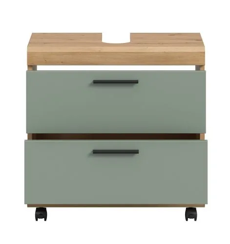 Waschtisch Scout auf Rollen | mit Schubkästen | Salbei / Artisan Eiche