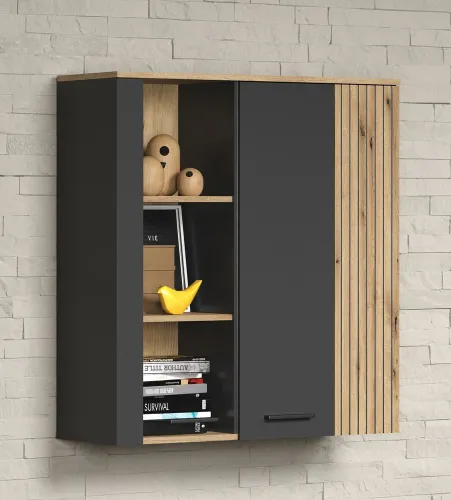 Wohnkombination Esteban | Anthrazit / Coast Evoke Oak | 4-teilig 2er Set LED Unterbauspot