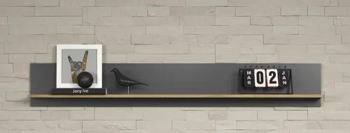 Wohnkombination Esteban | Anthrazit / Coast Evoke Oak | 4-teilig 3er Set LED Unterbauspot
