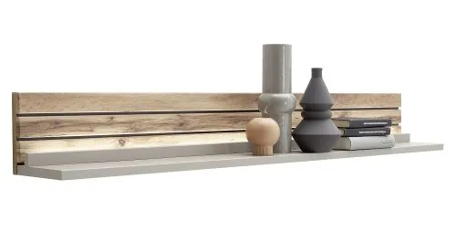 Wohnkombination Lüttich 3 | Basalt / Wotan Eiche | 3-teilig | TV-Board & Wandboard mit Bandbeleuchtung