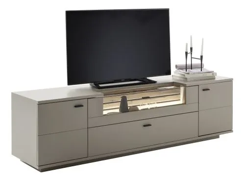 Wohnkombination Lüttich 3 | Basalt / Wotan Eiche | 3-teilig | TV-Board & Wandboard mit Bandbeleuchtung