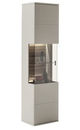 Wohnkombination Lüttich | Basalt / Wotan Eiche | 3-teilig | Vitrine mit Bandbeleuchtung