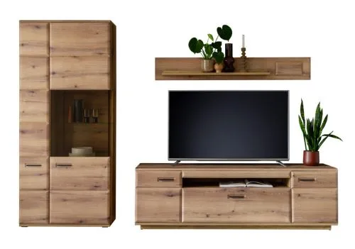 Wohnkombination Naxos 1 | Eiche Evoke | 3-teilig | mit 110 cm Beleuchtung